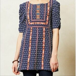 Akemi & Kin by Anthropology Navy Embroidered Tunic